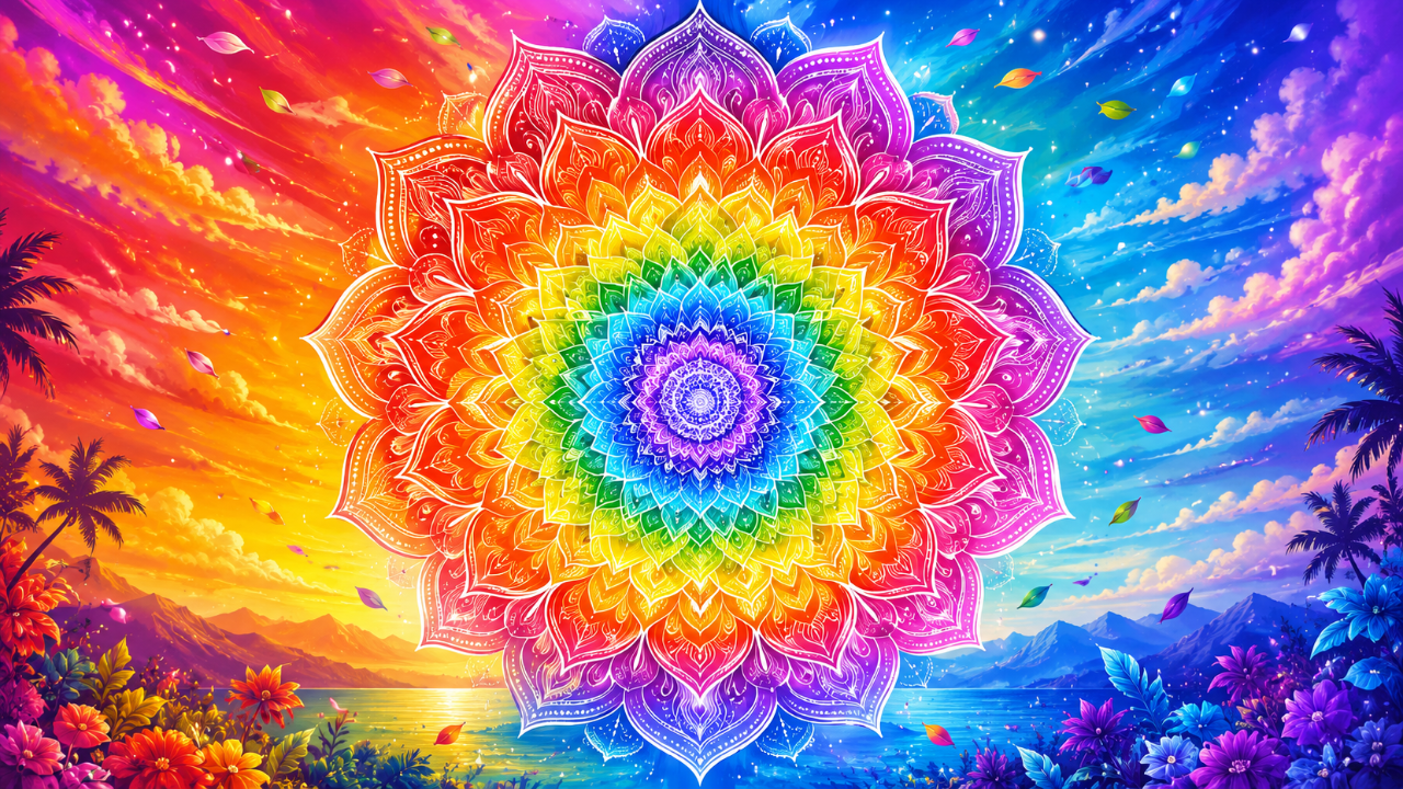 Rainbow mandala, good, saturation to the max