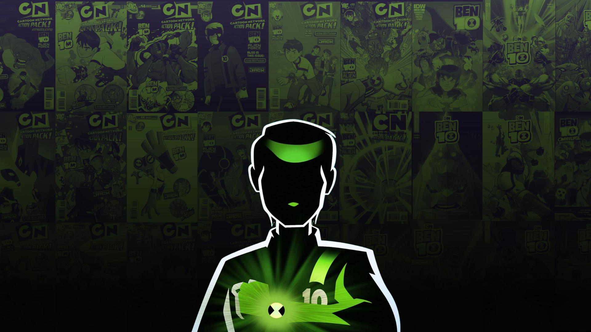 Ben 10 Comic back, silhouette wallpaper