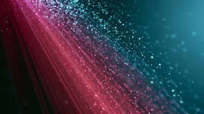 A vibrant abstract image depicting a cascade of light and color.