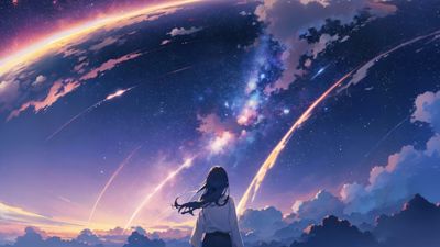 Anime girl Night sky ultra HD 4K wallpaper