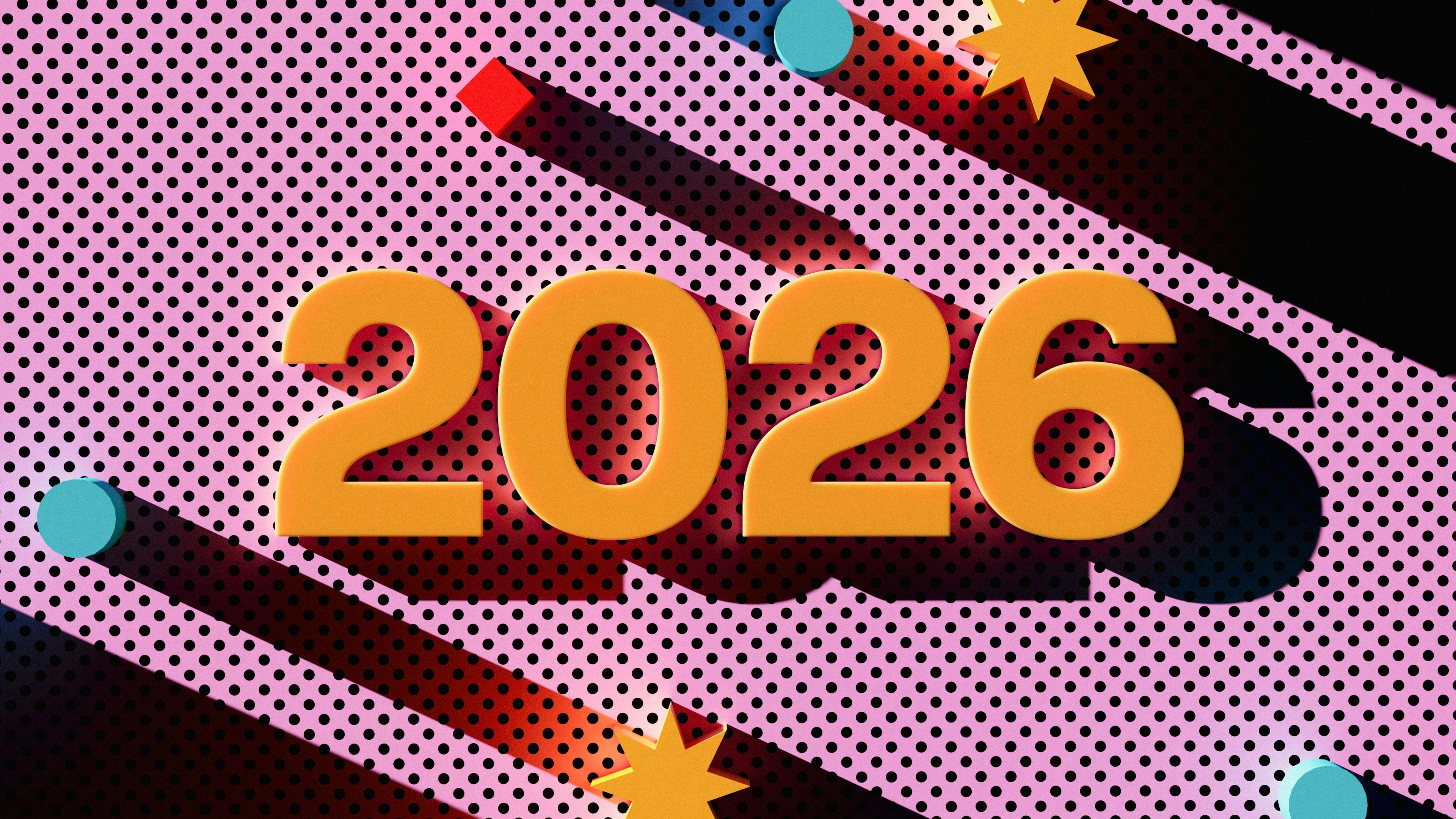 2026 New Year Pop Art ultra HD 4K wallpaper