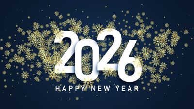 Happy New Year 2026 Snowflakes ultra HD 4K wallpaper