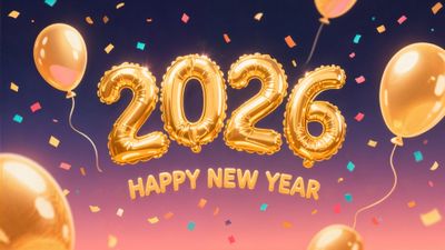 Happy New Year 2026 Confetti ultra HD 4K wallpaper