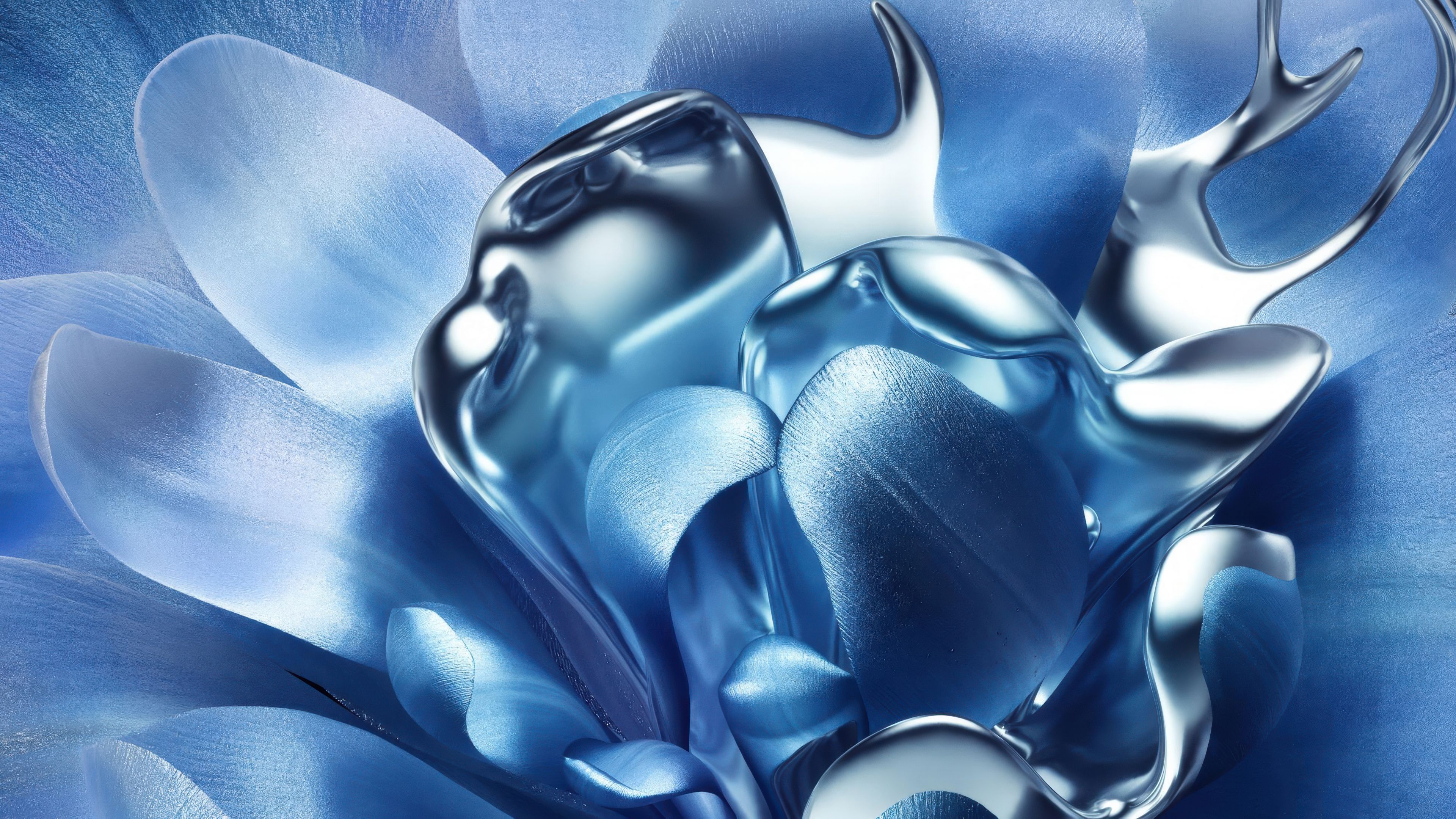 Liquid metal Digital flower ultra HD 4K wallpaper