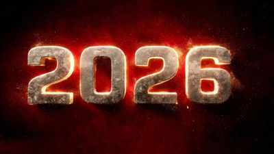 2026 New Year 3D text ultra HD 4K wallpaper