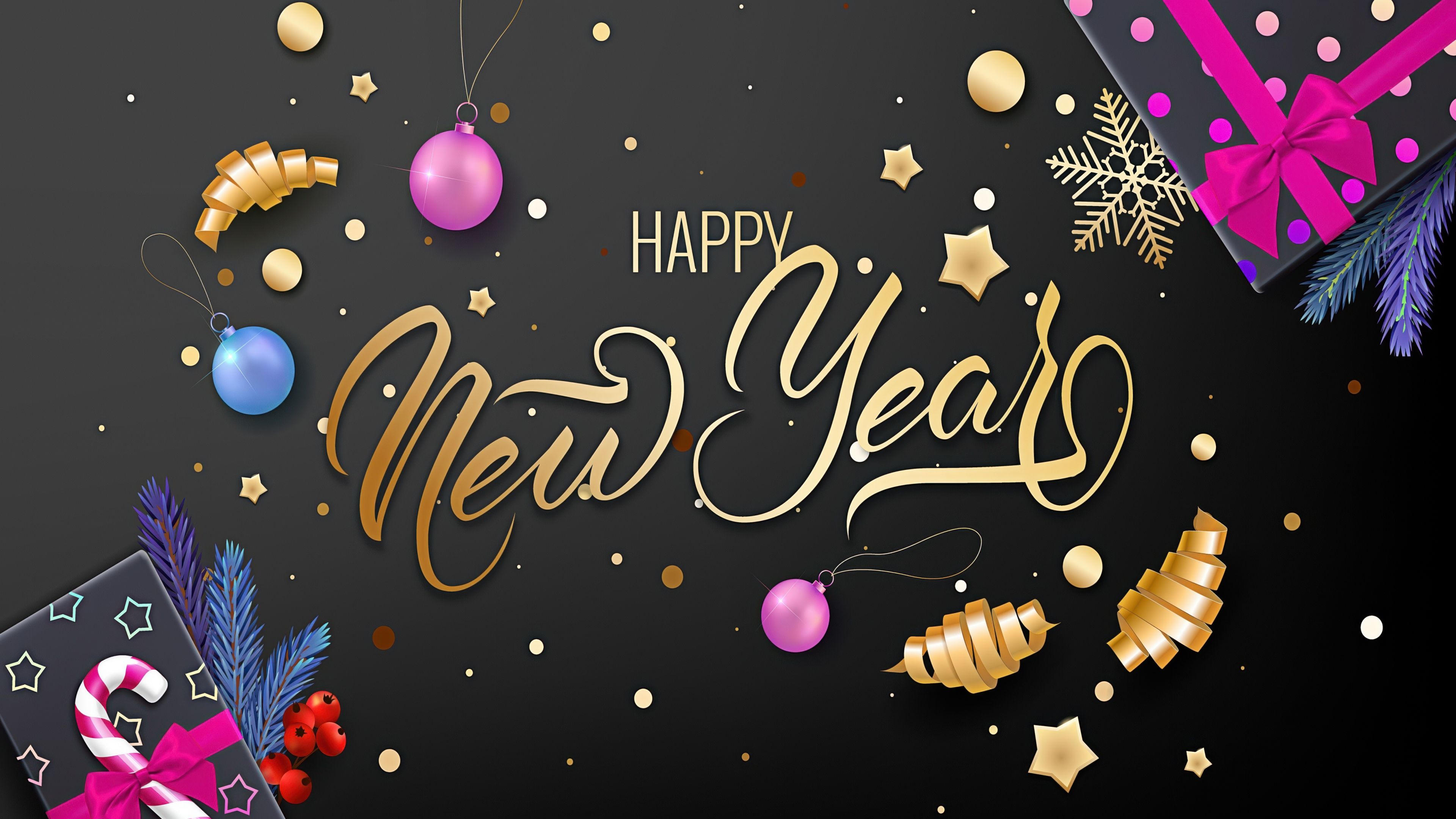 Happy New Year Confetti ultra HD 4K wallpaper