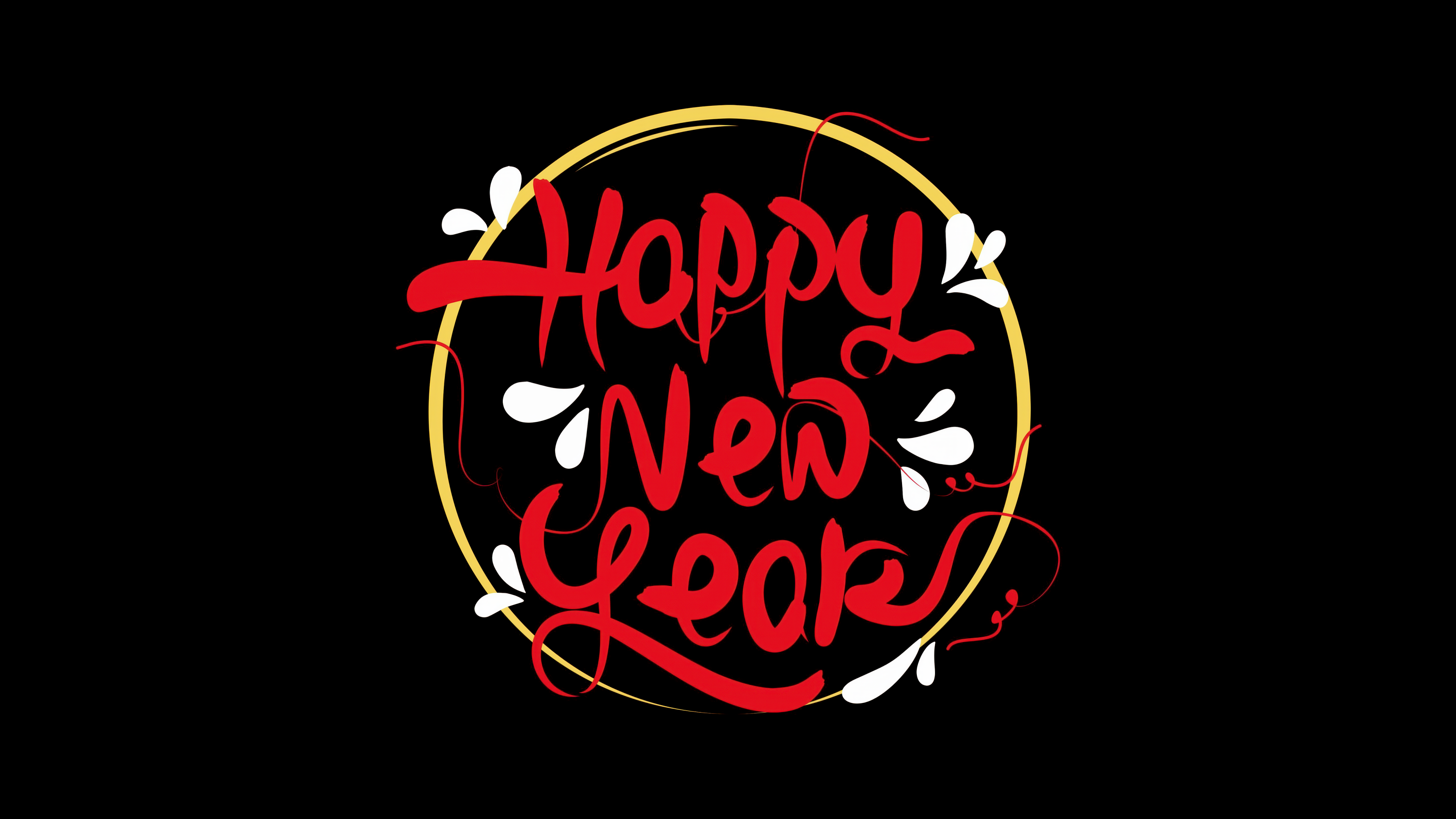 Happy New Year Calligraphy ultra HD 4K wallpaper