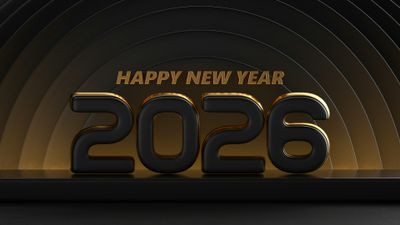 Happy New Year 2026 Black and gold ultra HD 4K wallpaper