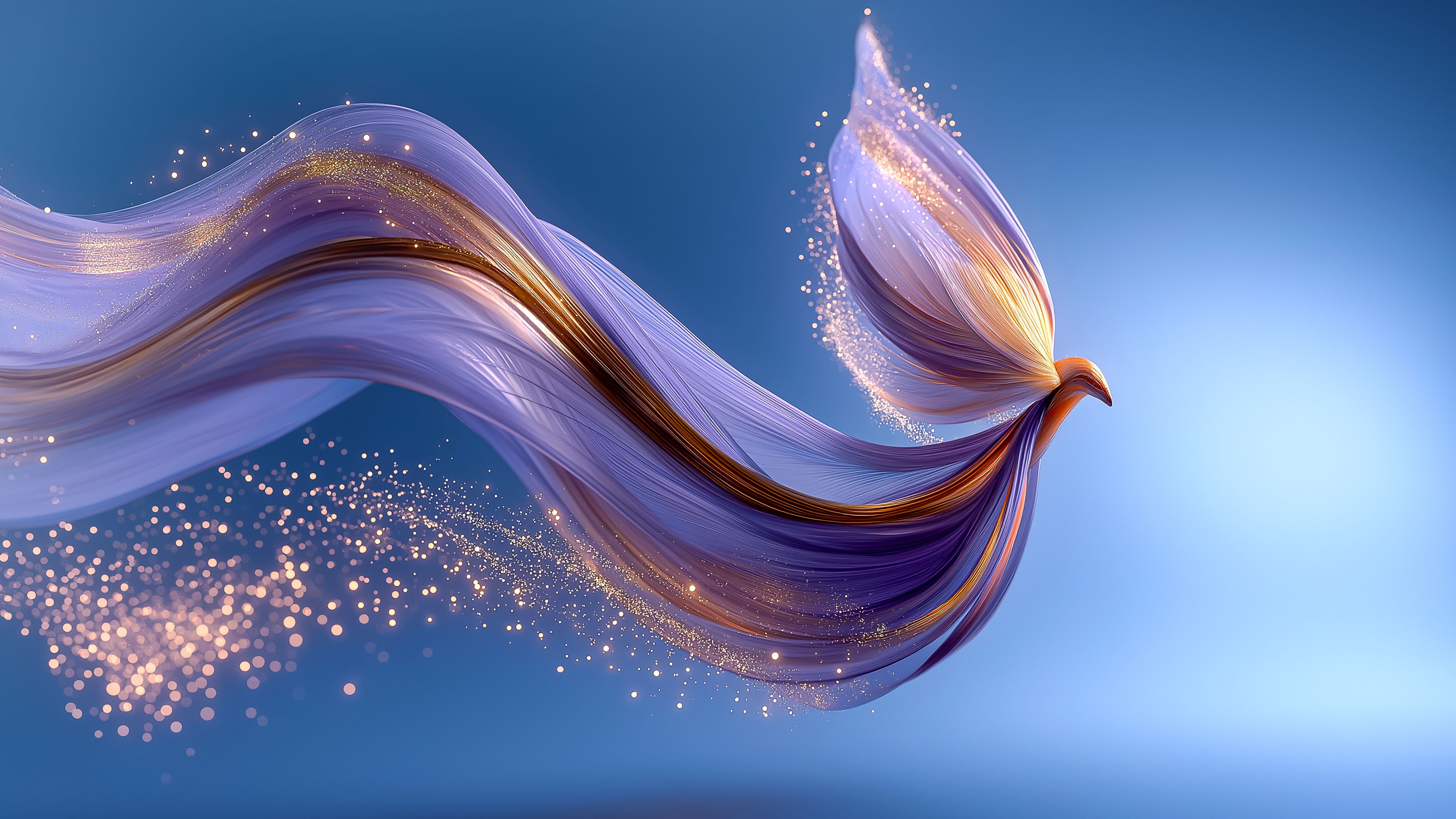 Abstract bird Ribbons ultra HD 4K wallpaper