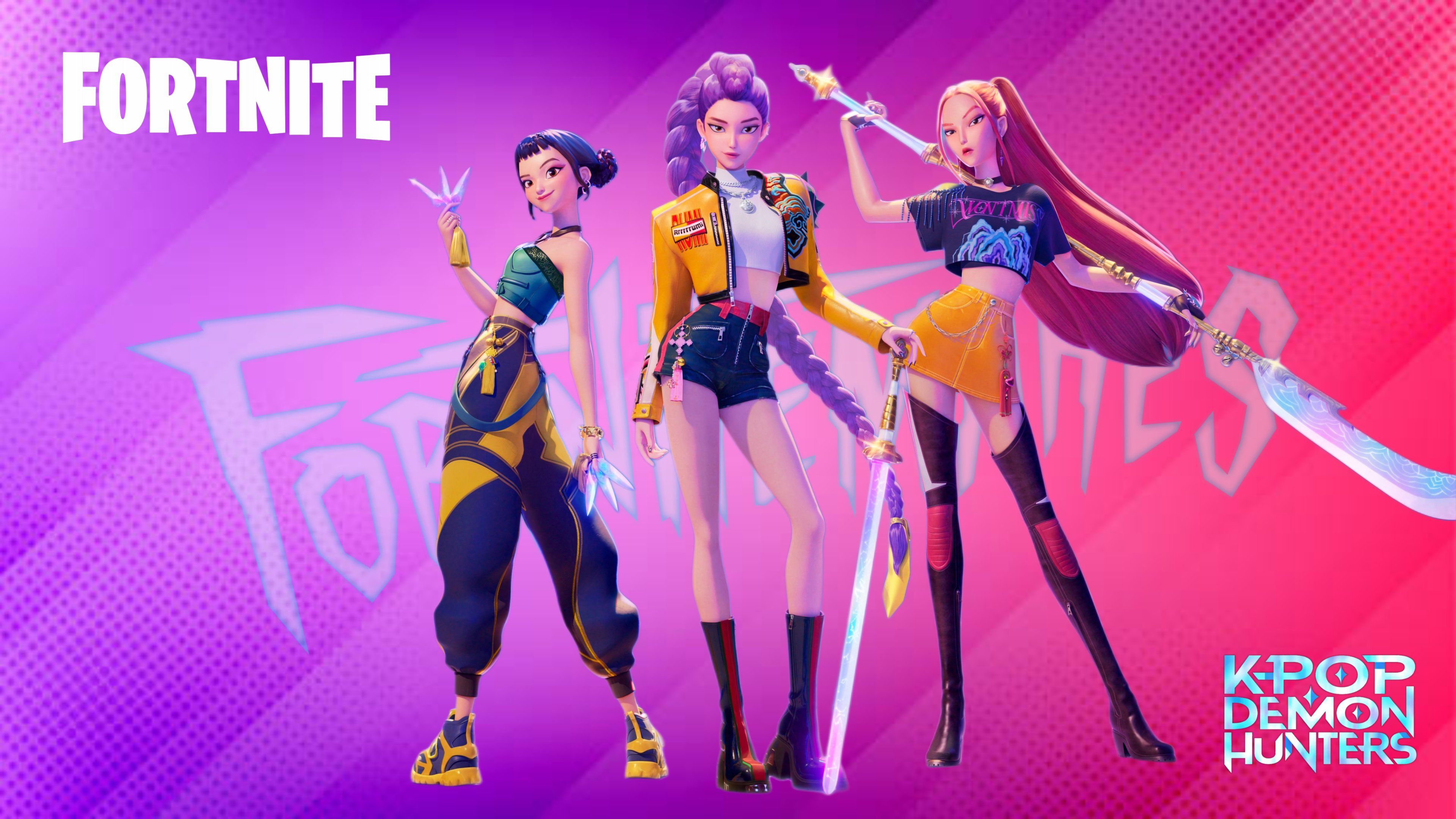 KPop Demon Hunters Fortnite ultra HD 4K wallpaper