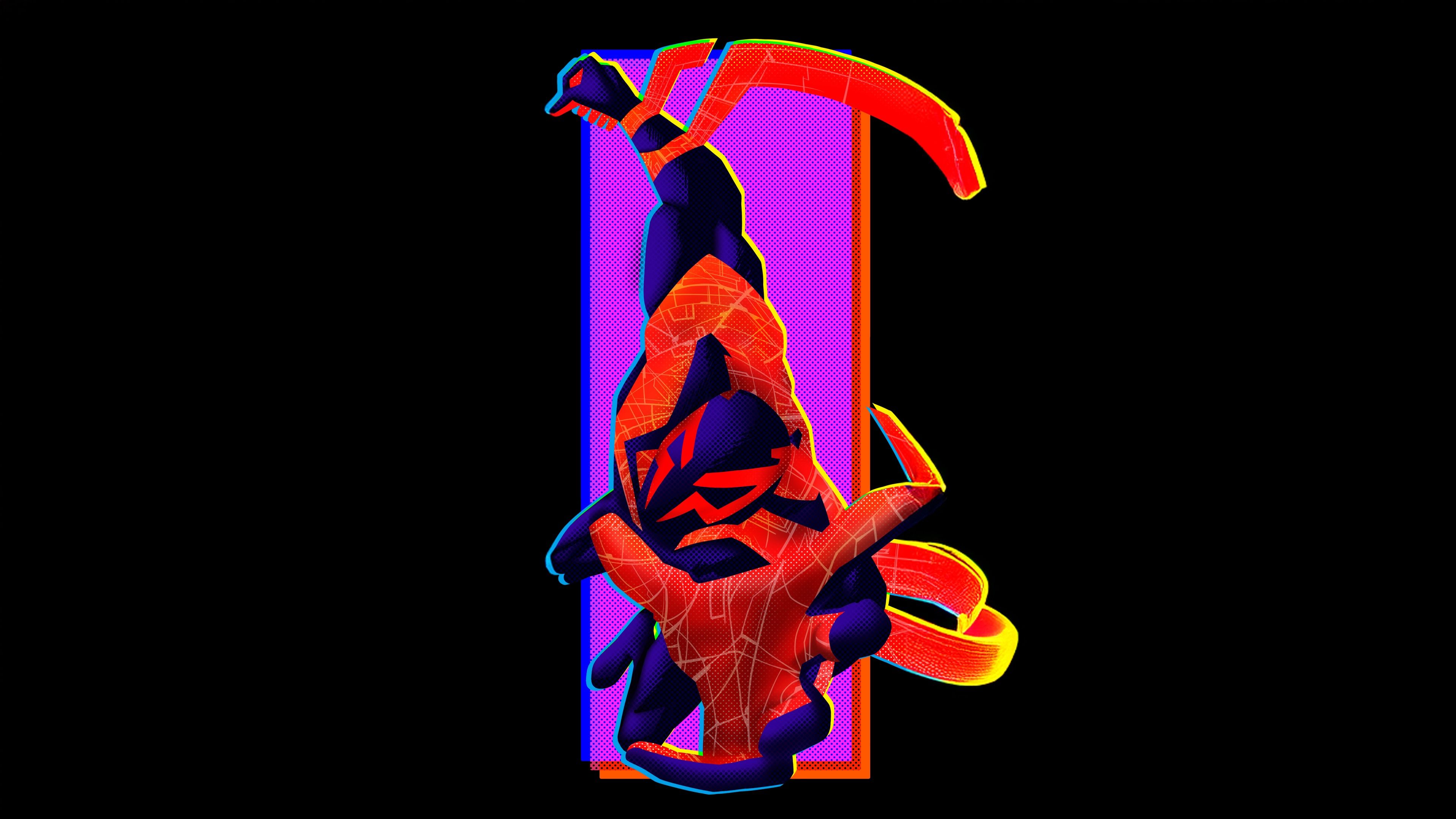 Spider-Man 2099 Black background ultra HD 4K wallpaper