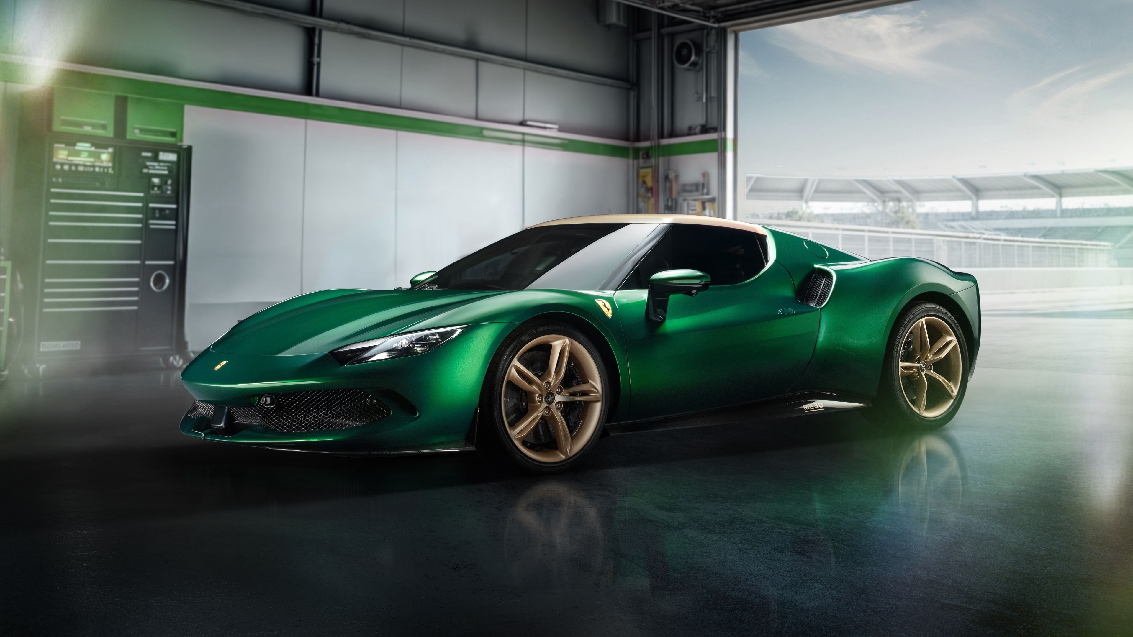 Ferrari 296 GTB Green car ultra HD 4K wallpaper