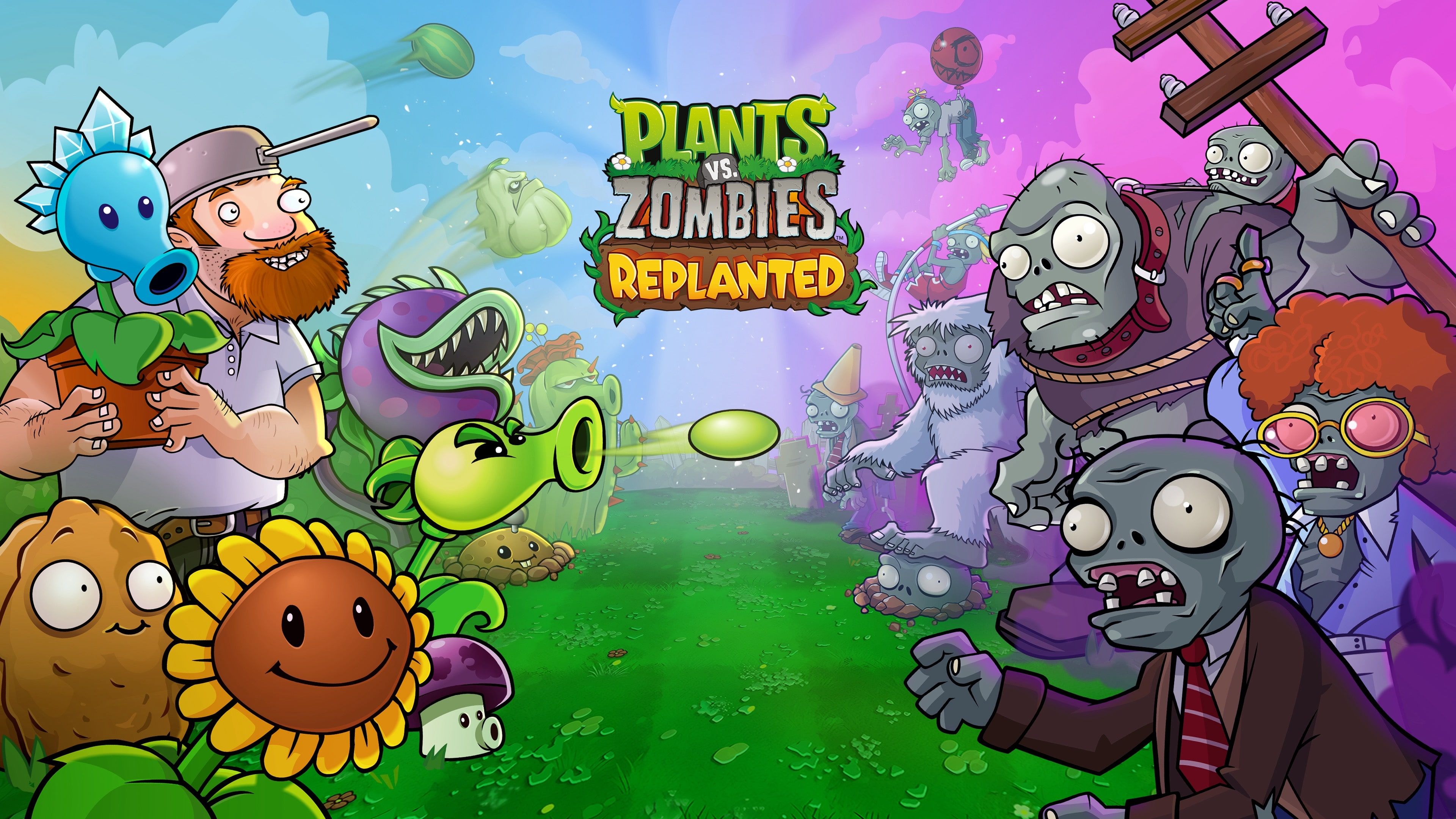 Plants vs. Zombies Replanted Key Art ultra HD 4K wallpaper