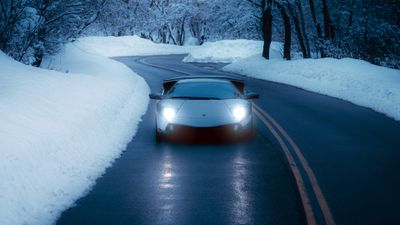 Lamborghini Murcielago Winter Road ultra HD 4K wallpaper
