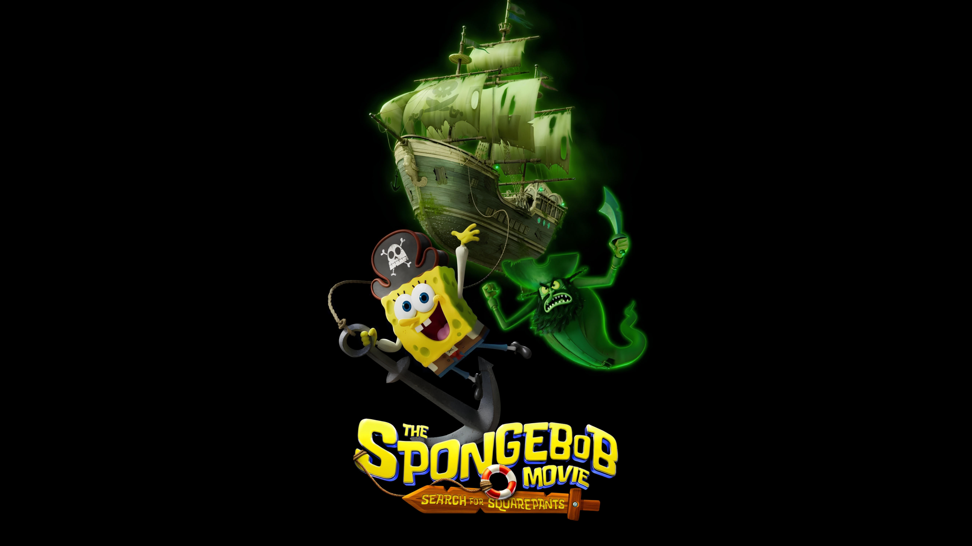 The SpongeBob Movie: Search for SquarePants Black Background ultra HD 4K wallpaper