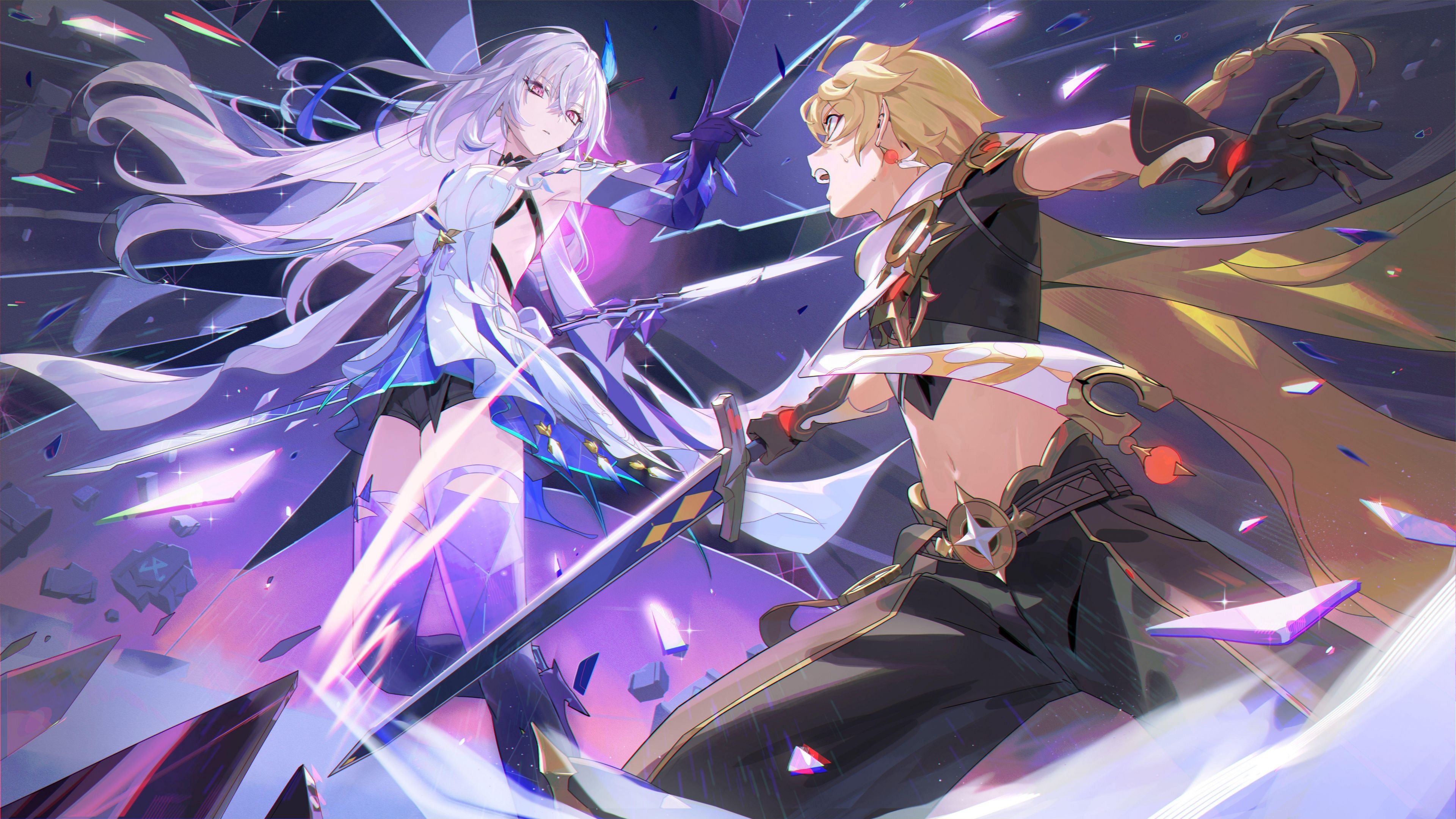 Skirk x Aether Genshin Impact ultra HD 4K wallpaper
