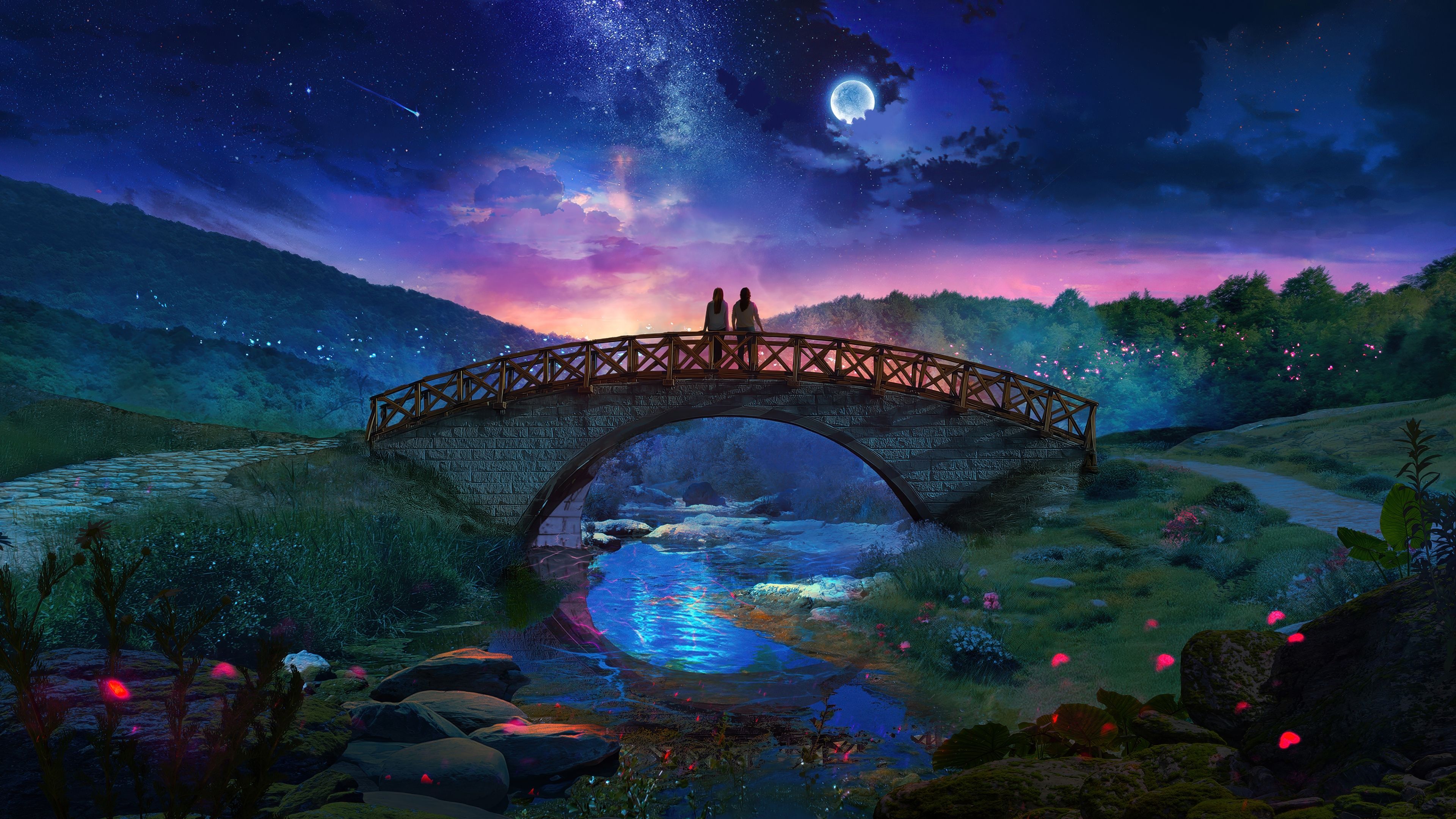 Couple Fantasy landscape ultra HD 4K wallpaper