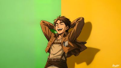Eren Yeager Laughing ultra HD 4K wallpaper
