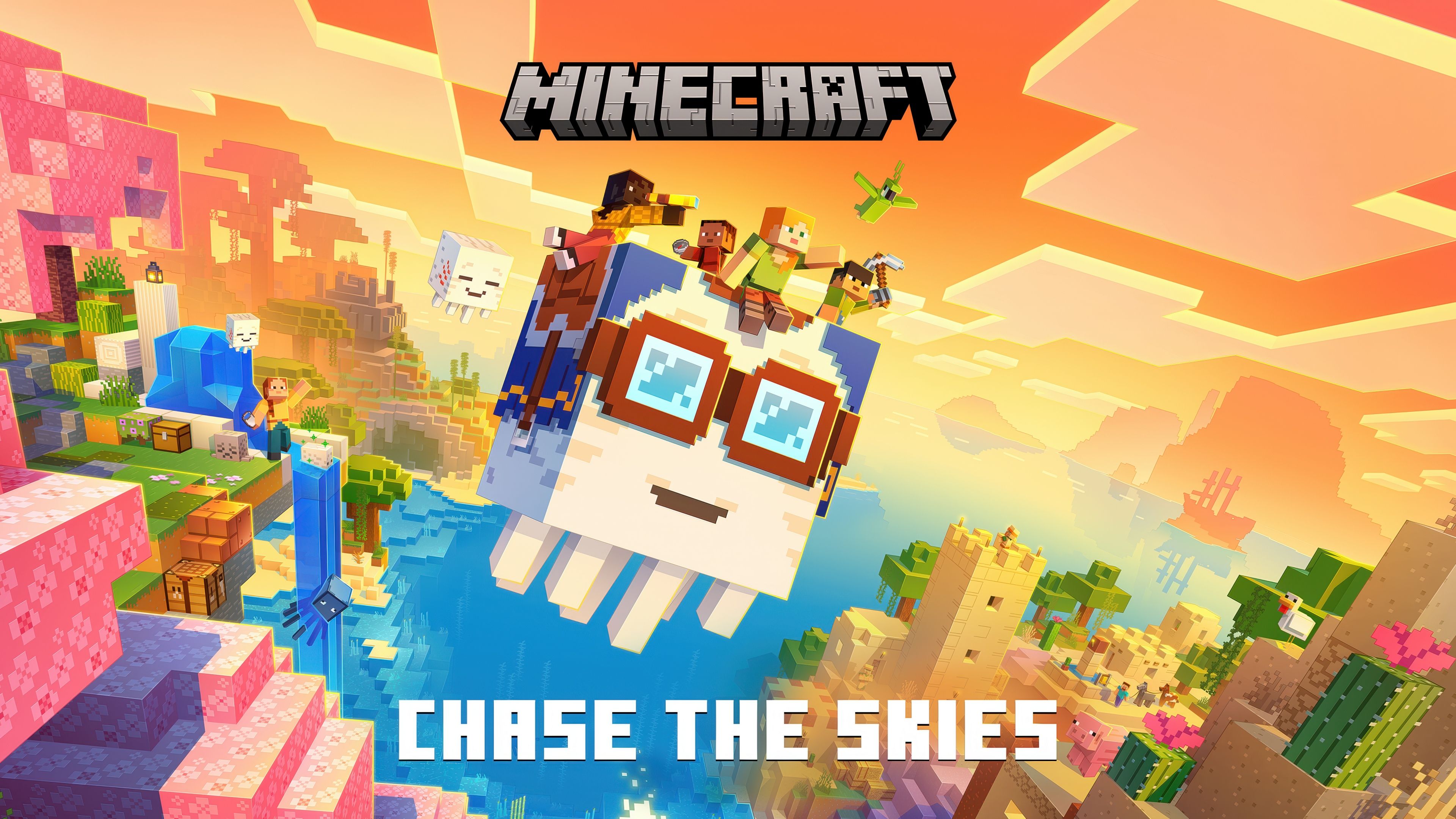 Minecraft: Chase the Skies ultra HD 4K wallpaper