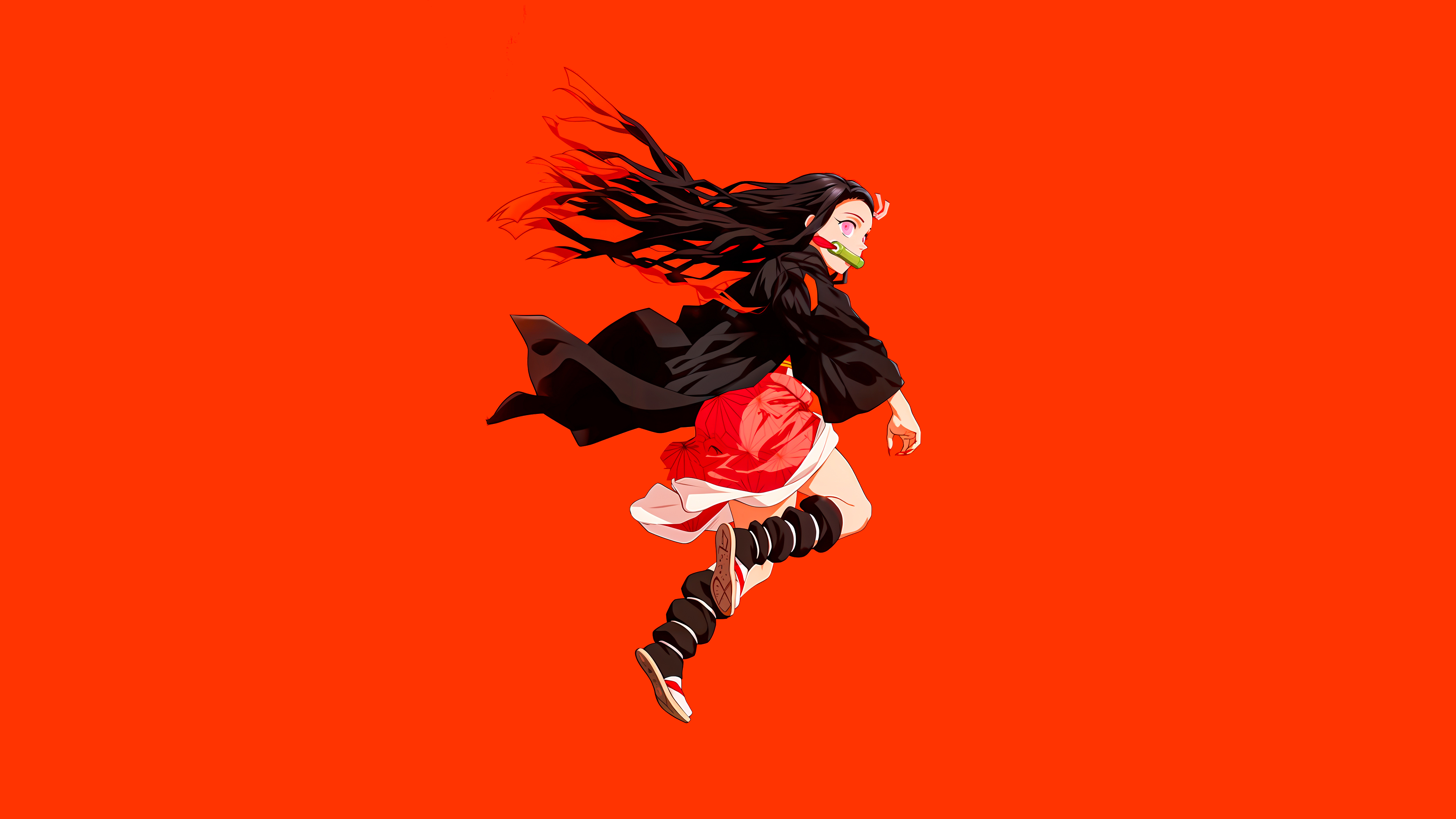 Nezuko Kamado Orange aesthetic ultra HD 4K wallpaper