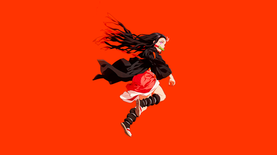 Nezuko Kamado Orange aesthetic ultra HD 4K wallpaper