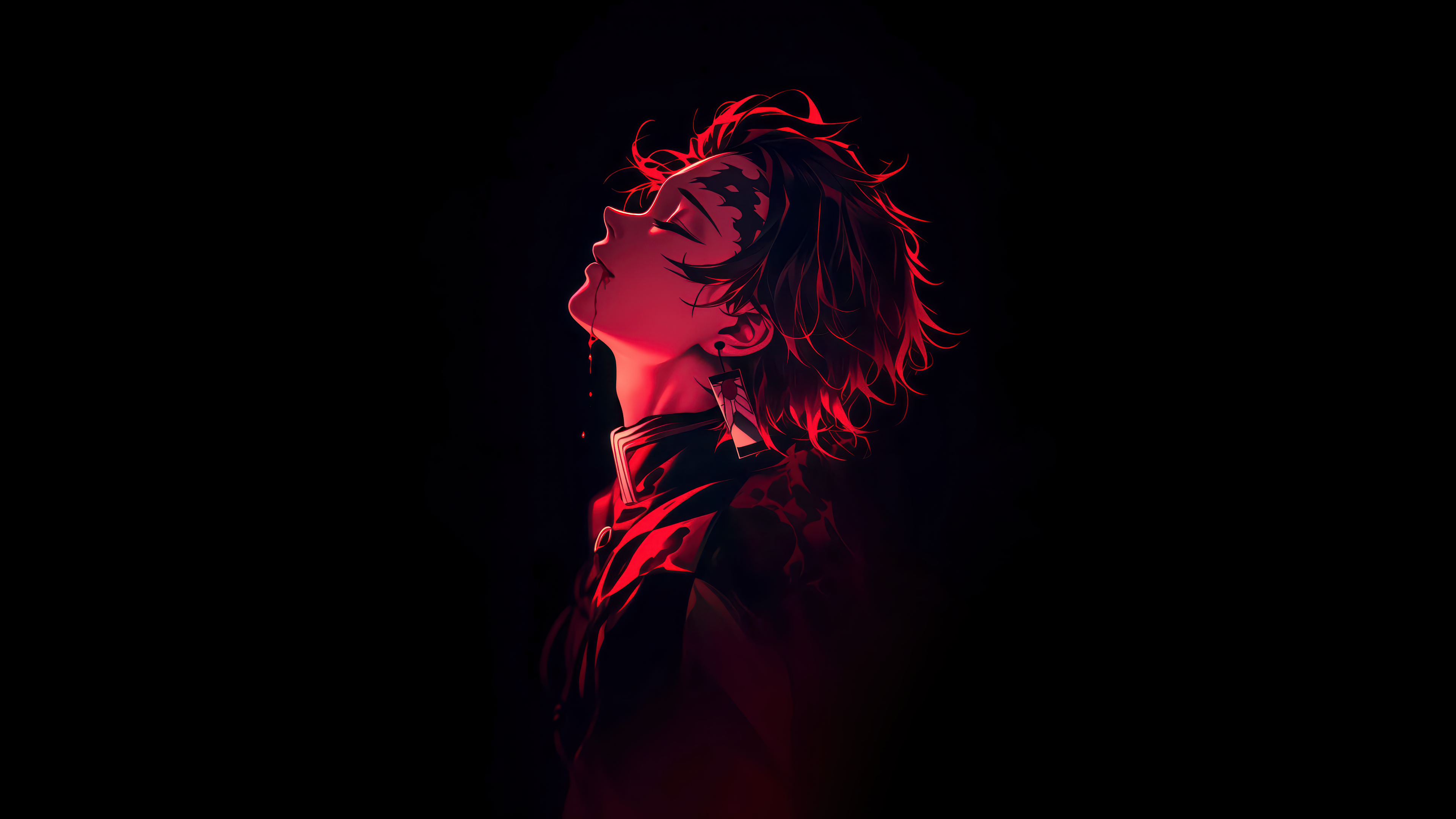 Tanjiro Kamado Red aesthetic ultra HD 4K wallpaper