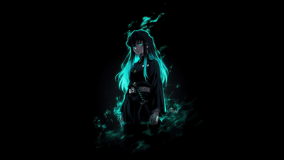 Muichiro Tokito Neon glow ultra HD 4K wallpaper