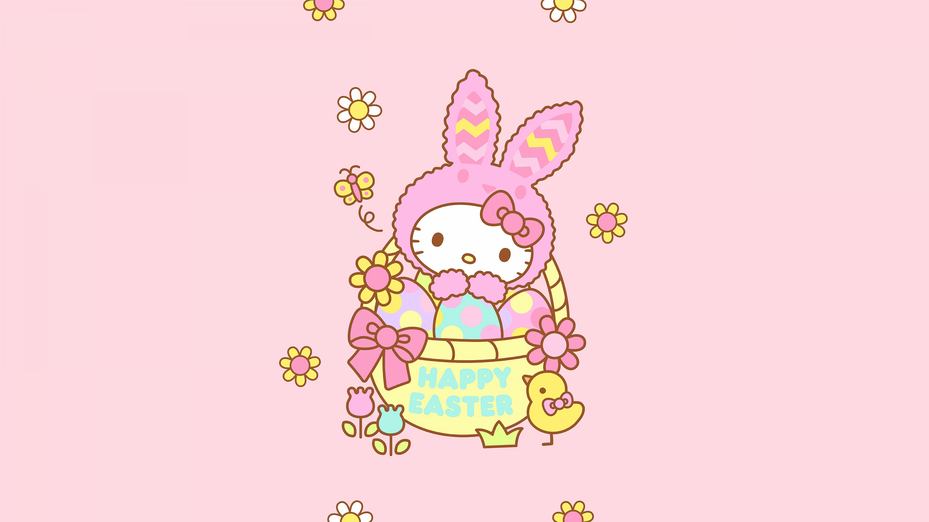 Hello Kitty Easter bunny ultra HD 4K wallpaper