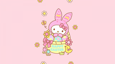 Hello Kitty Easter bunny ultra HD 4K wallpaper