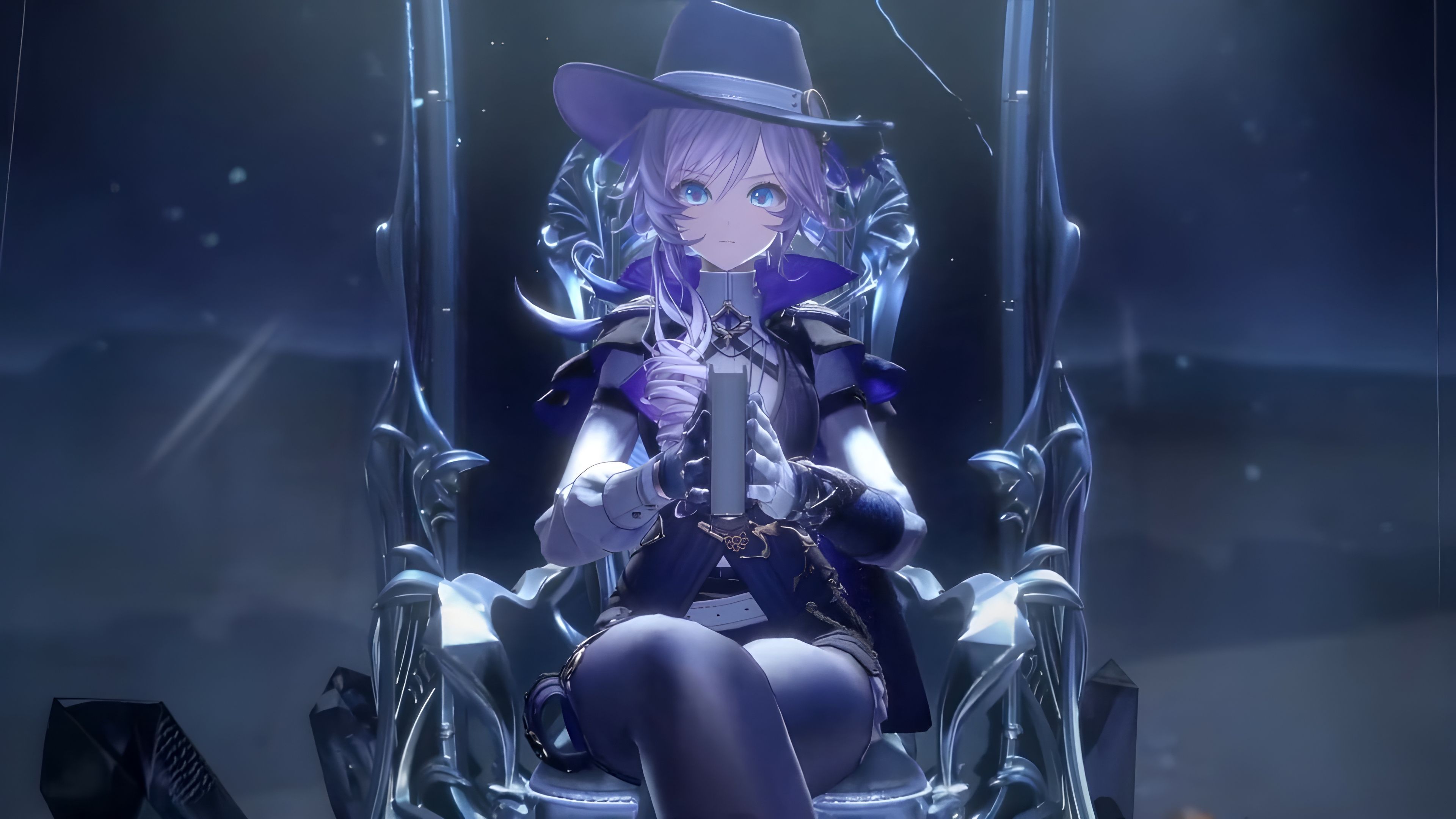 Silver Palace Anime girl ultra HD 4K wallpaper