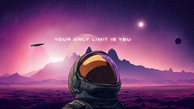 Astronaut Purple aesthetic ultra HD 4K wallpaper