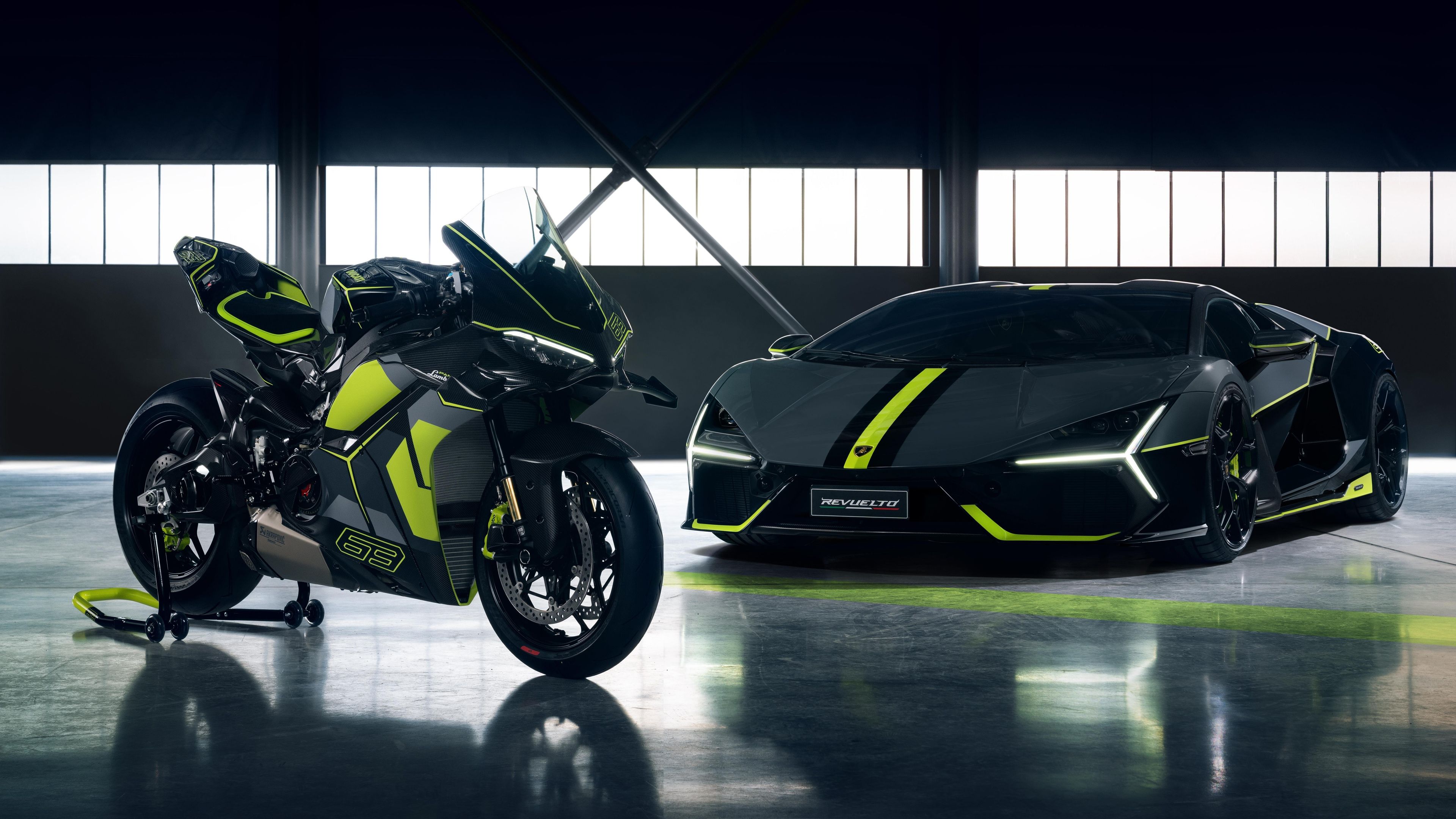 Ducati Panigale V4 Lamborghini Revuelto ultra HD 4K wallpaper