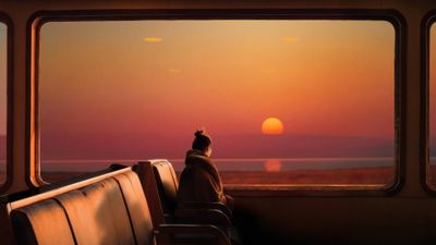 Lonely Train journey ultra HD 4K wallpaper
