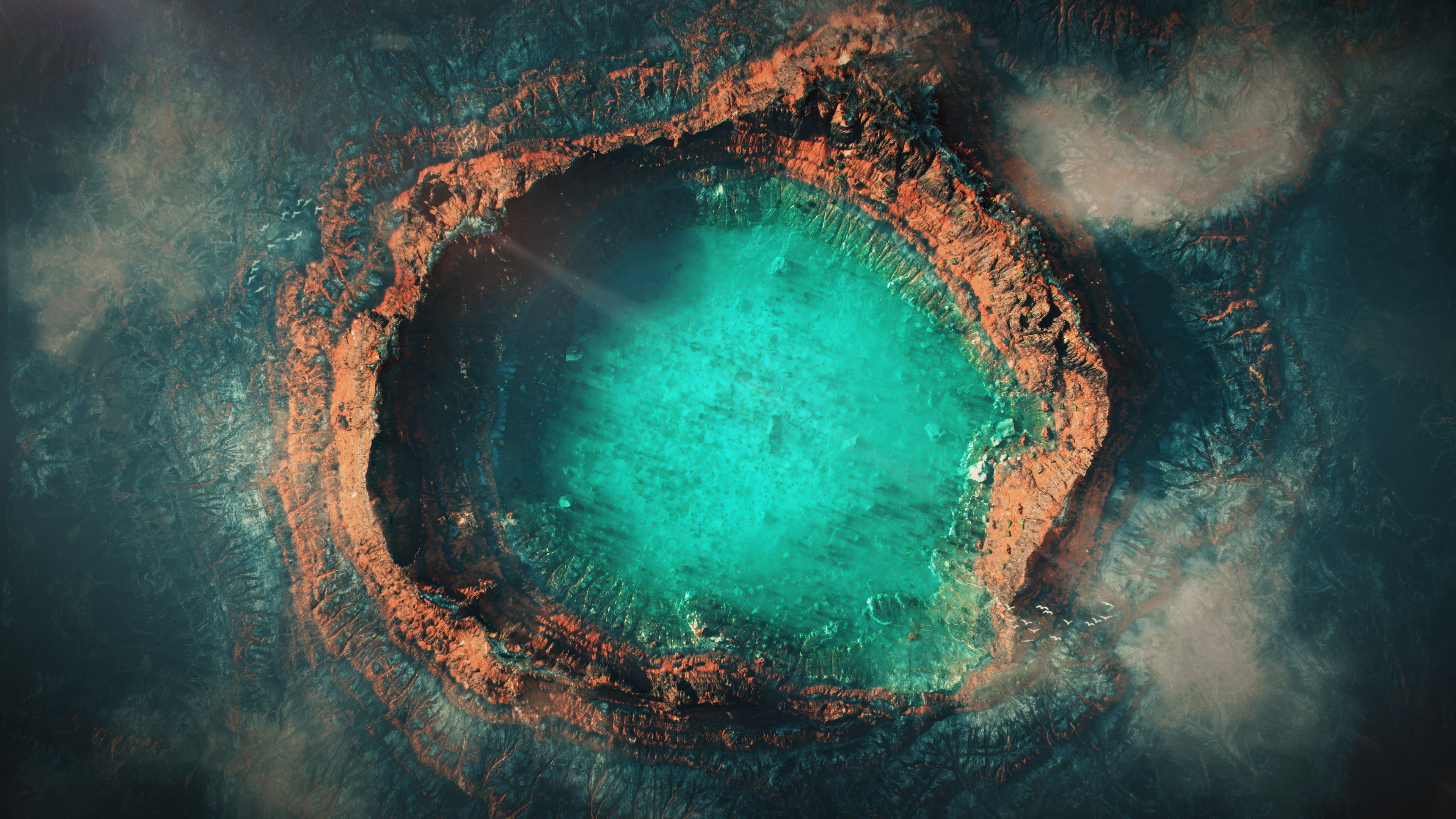 Turquoise water Crater ultra HD 4K wallpaper