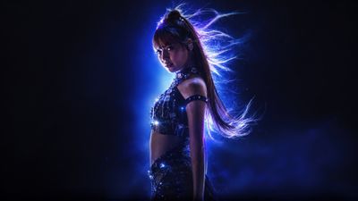 4K UHD Always Lalisa Blackpink wallpaper on a dark blue background, high-resolution music artist desktop background.