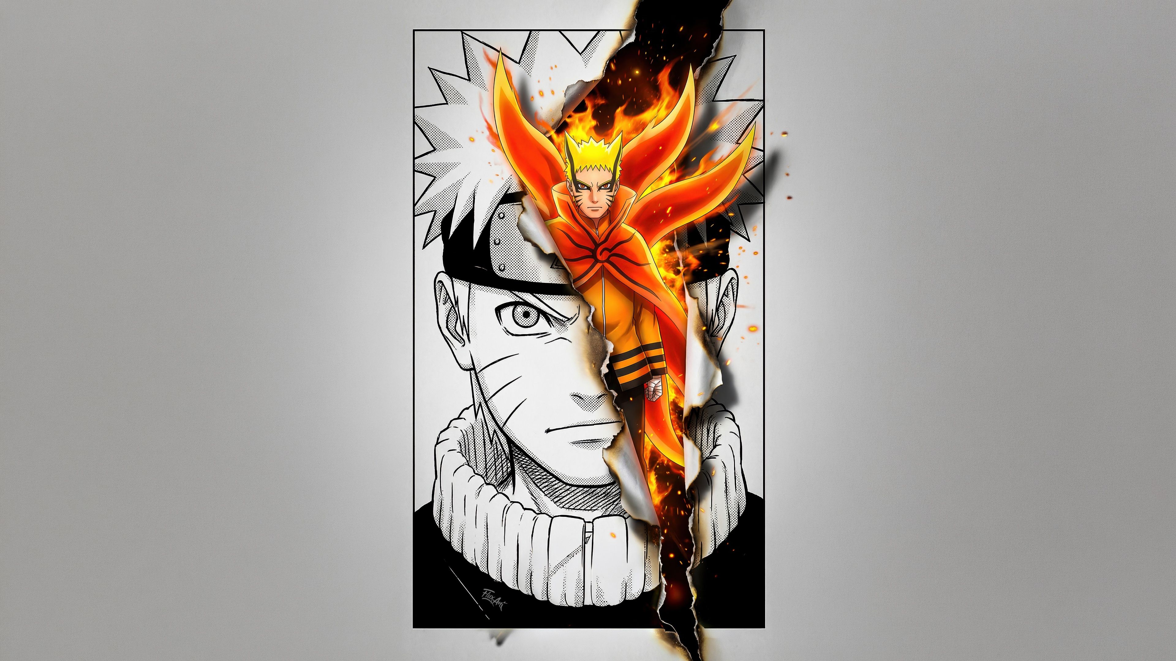 4K UHD Naruto Uzumaki sketch-style anime wallpaper, high-resolution desktop background.
