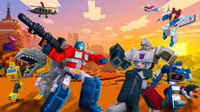4K UHD Transformers Minecraft game wallpaper, high-resolution desktop background.