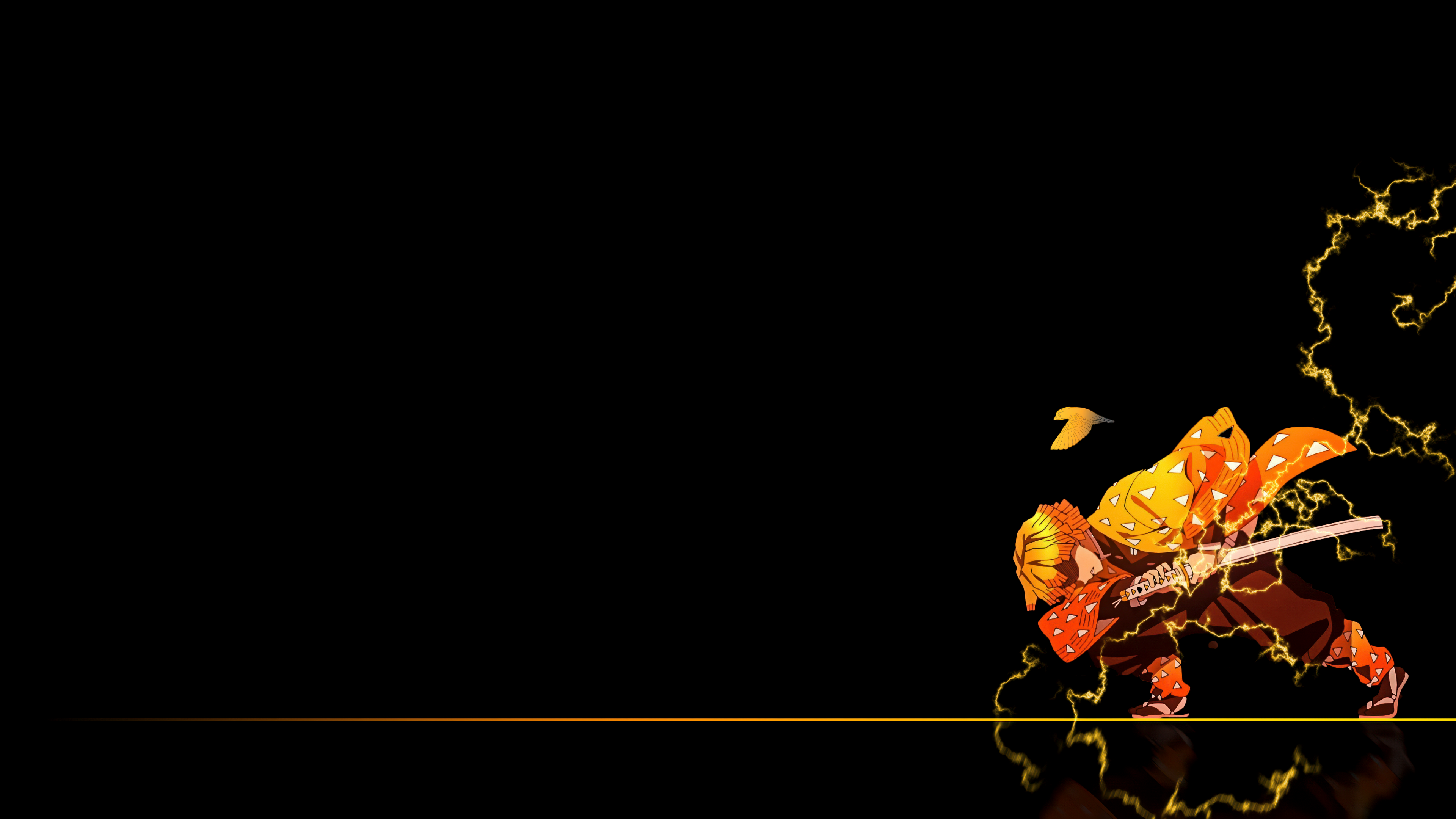 Zenitsu Agatsuma minimalist AMOLED Demon Slayer 4K wallpaper