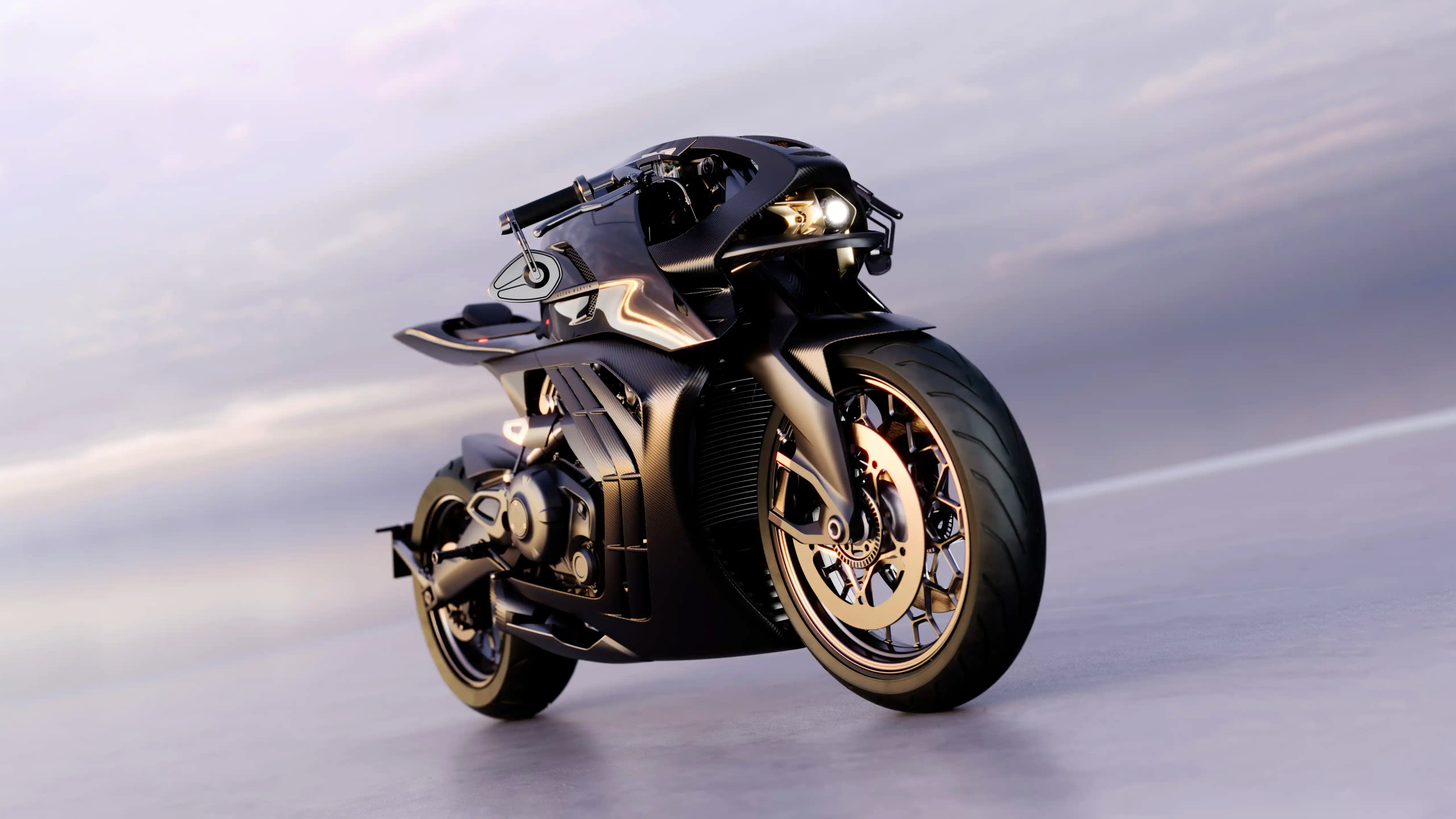 4K UHD Aston Martin AMB 002 luxury superbike wallpaper, high-resolution automotive desktop background.