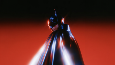 Batman deep red graphic digital art 4K wallpaper