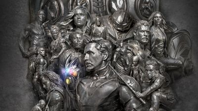 4K UHD Avengers Endgame metallic wallpaper featuring Marvel Studios Iron Man Infinity Gauntlet inspired artwork, dark cinematic desktop background.