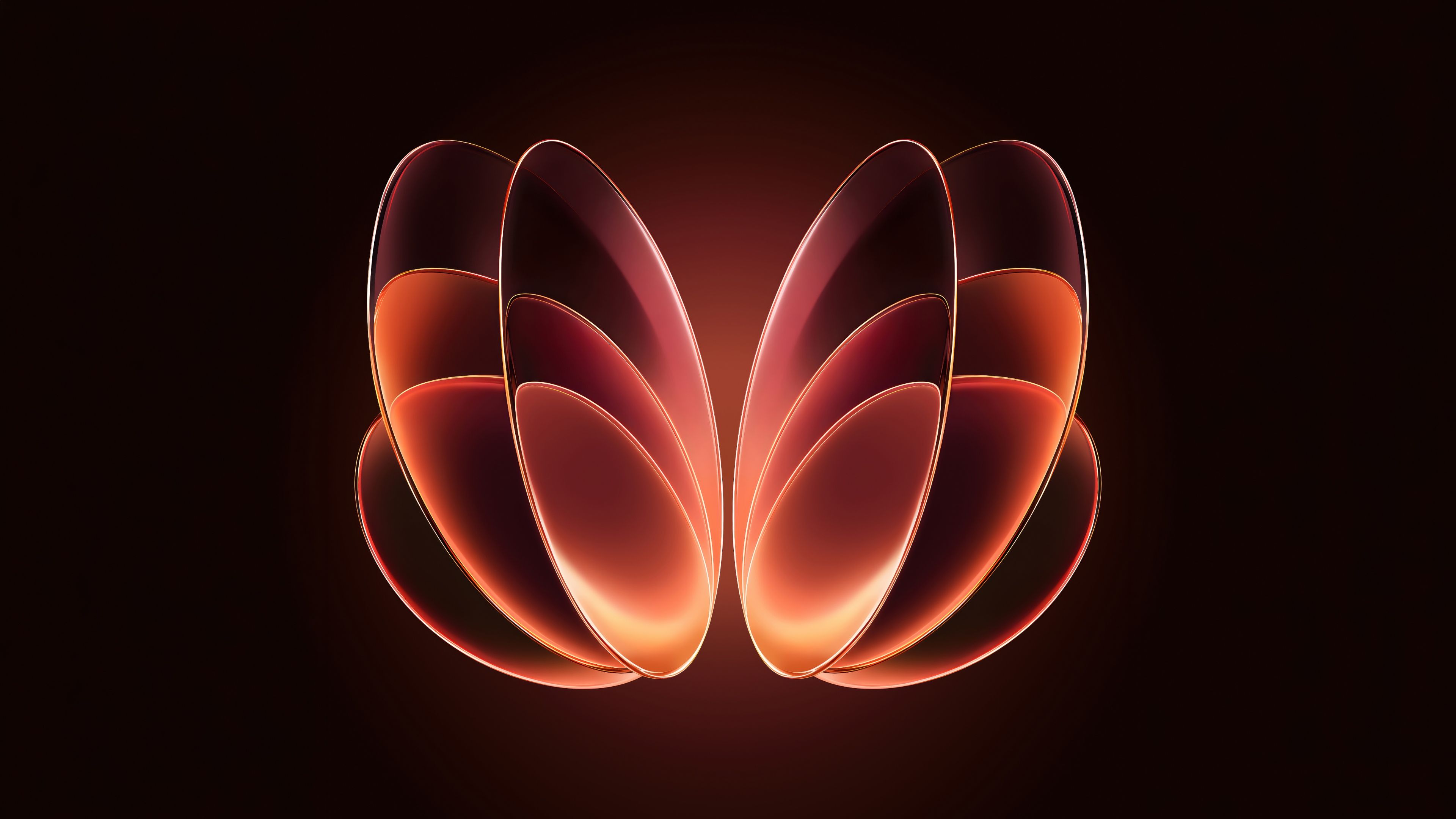 4K UHD Xiaomi 18 Fold stock wallpaper featuring a glass 3D abstract smartphone render on a dark background, ideal for desktop backgrounds.