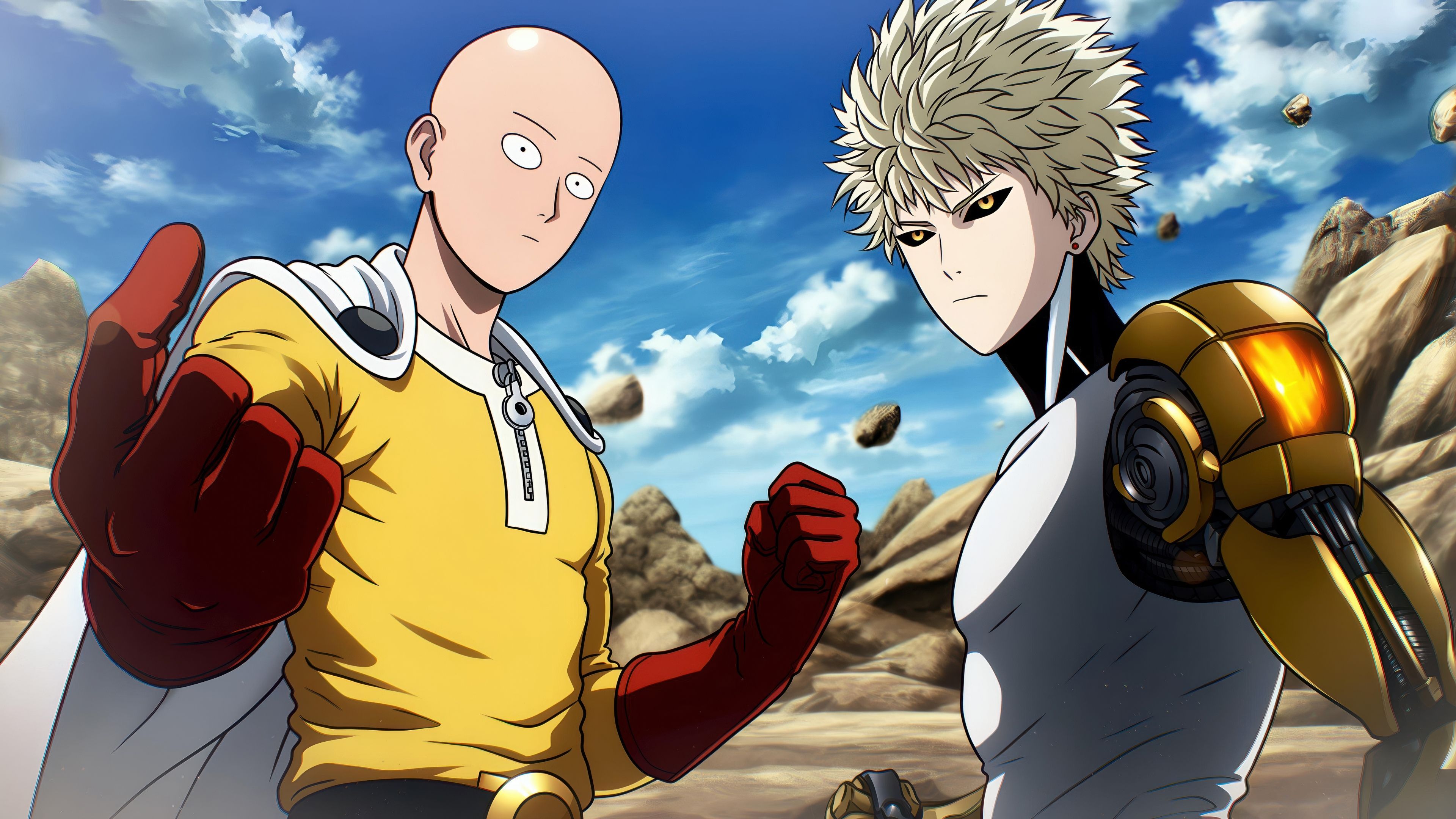Saitama and Genos One Punch Man ultra HD 4K wallpaper
