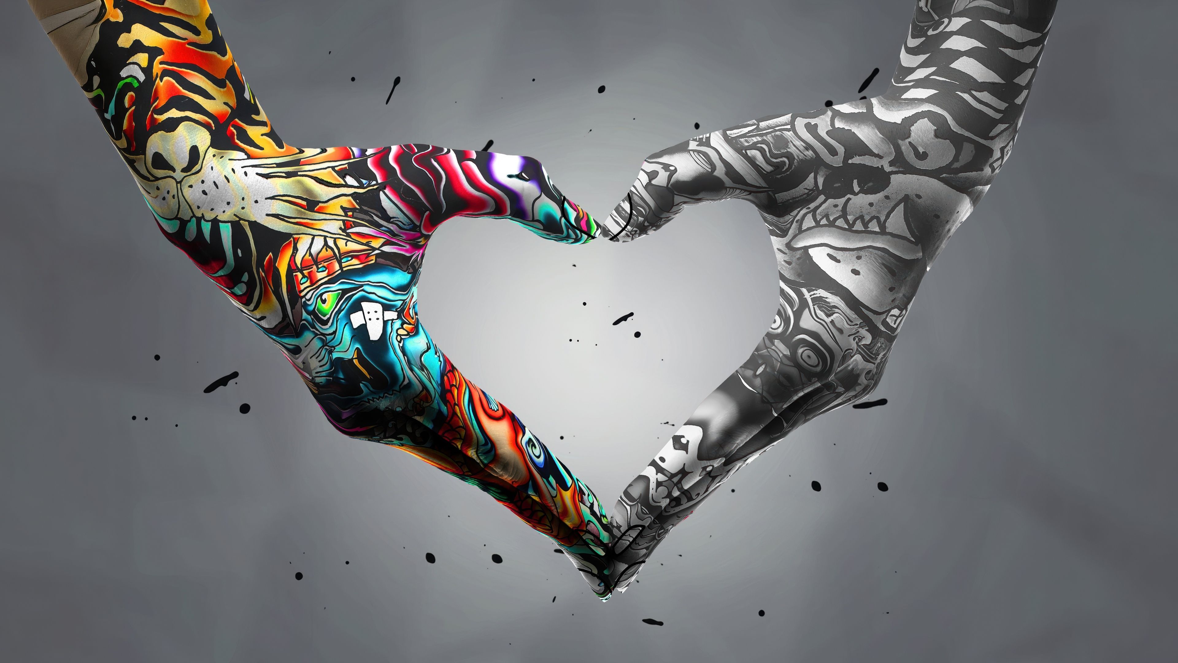 Heart shape Graffiti ultra HD 4K wallpaper
