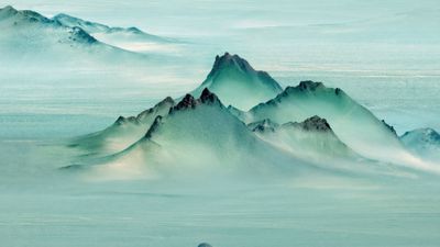 Mountain Peaks Teal ultra HD 4K wallpaper