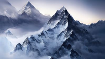 Snowy Mountains Clouds ultra HD 4K wallpaper