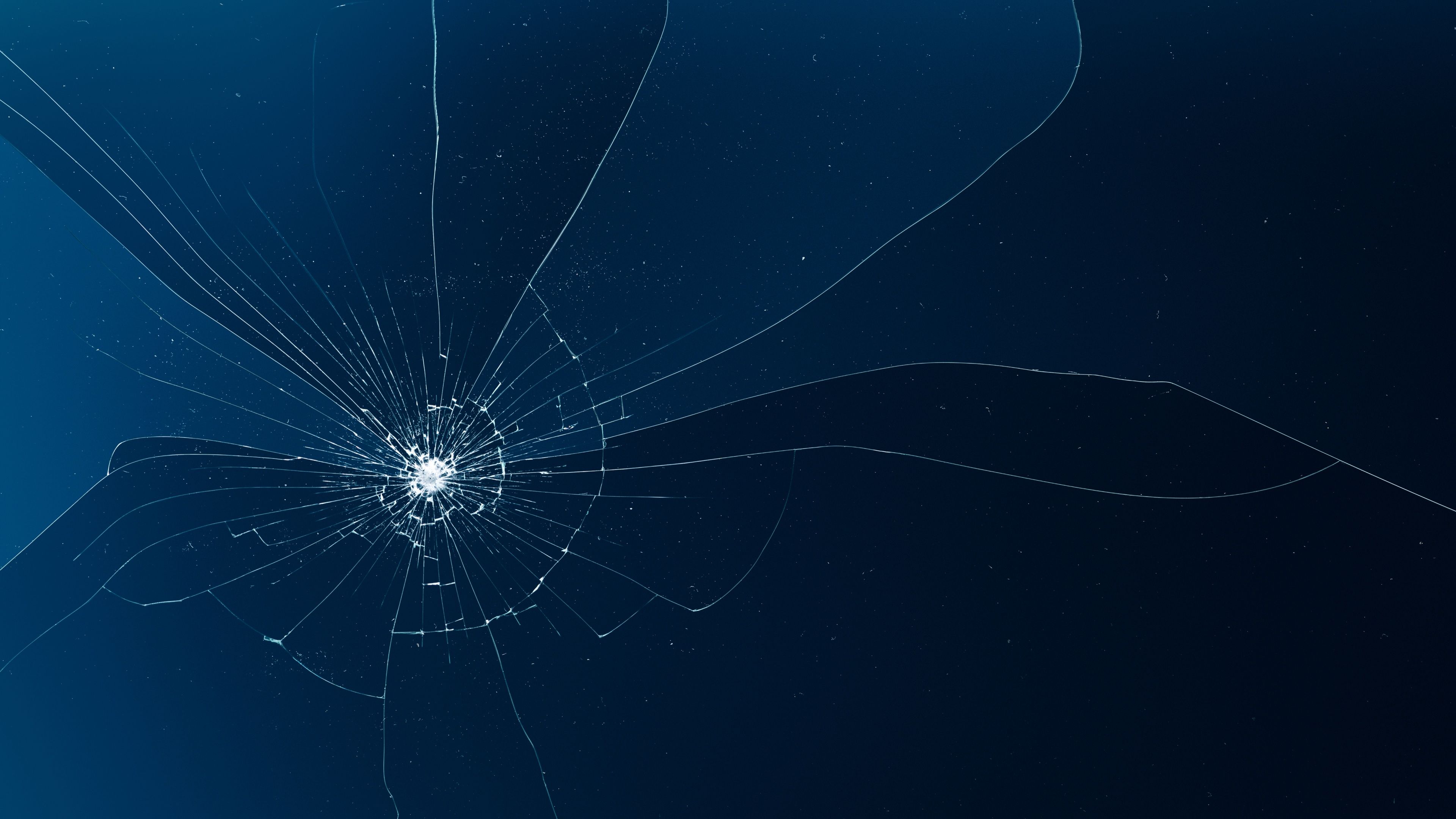 Shattered glass Blue background ultra HD 4K wallpaper