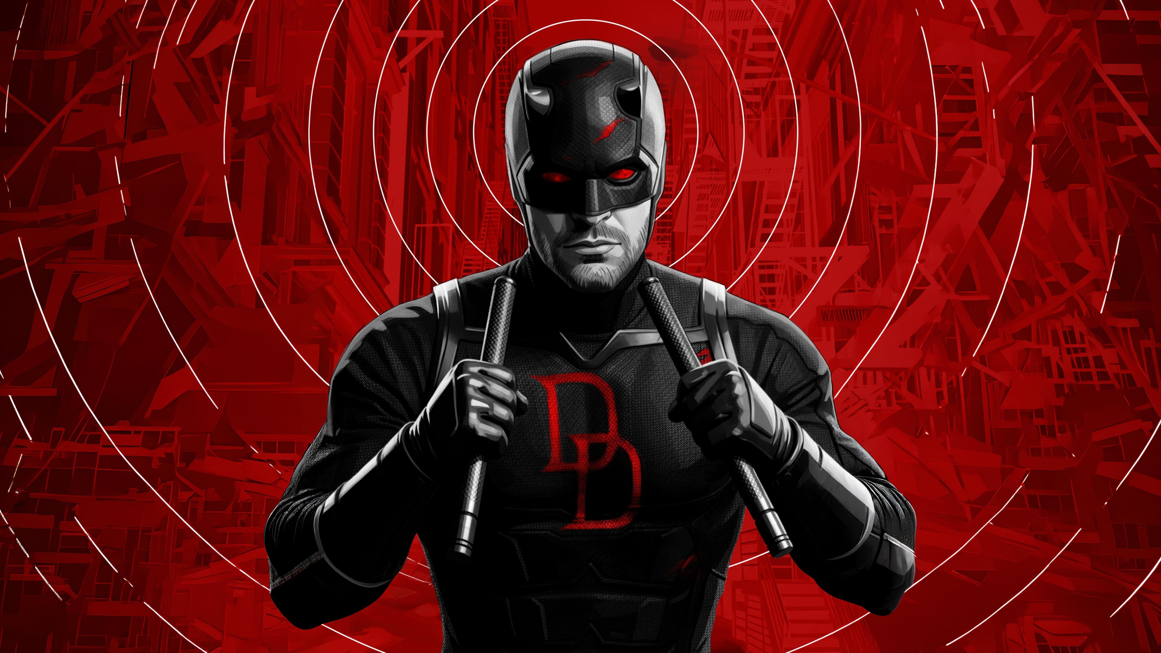 Daredevil: Born Again Black suit ultra HD 4K wallpaper