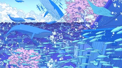 Surreal Underwater city ultra HD 4K wallpaper