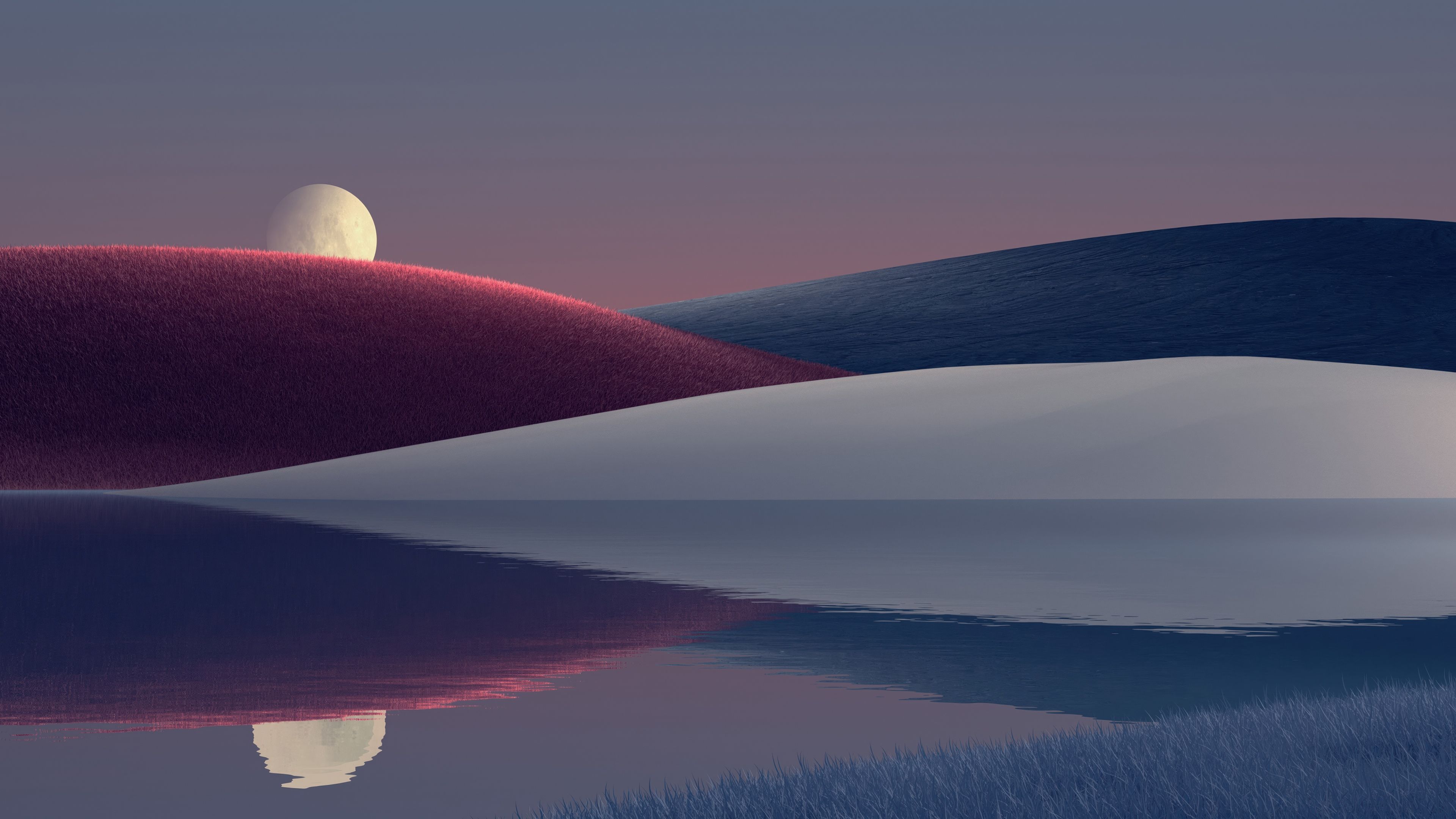 Moonrise Rolling hills ultra HD 4K wallpaper